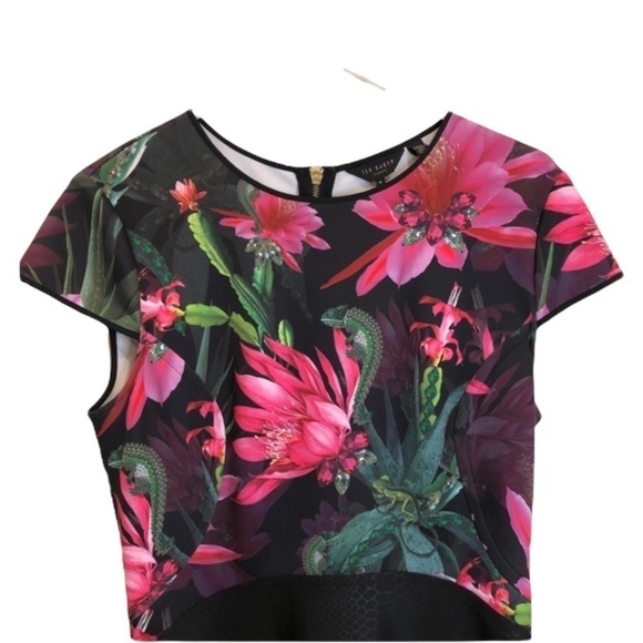 Ted Baker Carllie Floral Skater Scuba Dress 4 - Picture 3 of 15